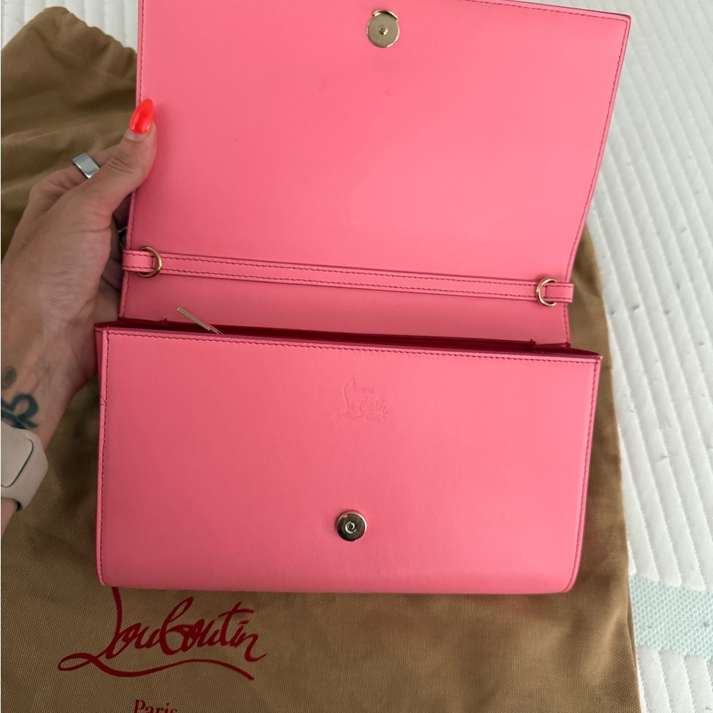 Christian Louboutin Pink and Gold Studded Clutch - Picture 4 of 4